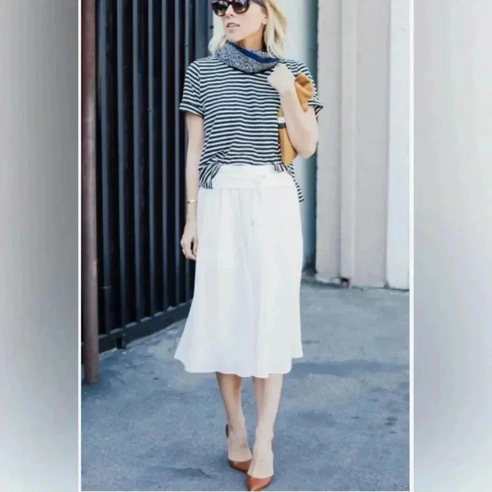 Helmut Lang Blaze Drawstring Waist Off White Skirt Size Small